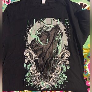 Jinjer band tee unisex Black Graphic Wolf Tee with Mint Accents